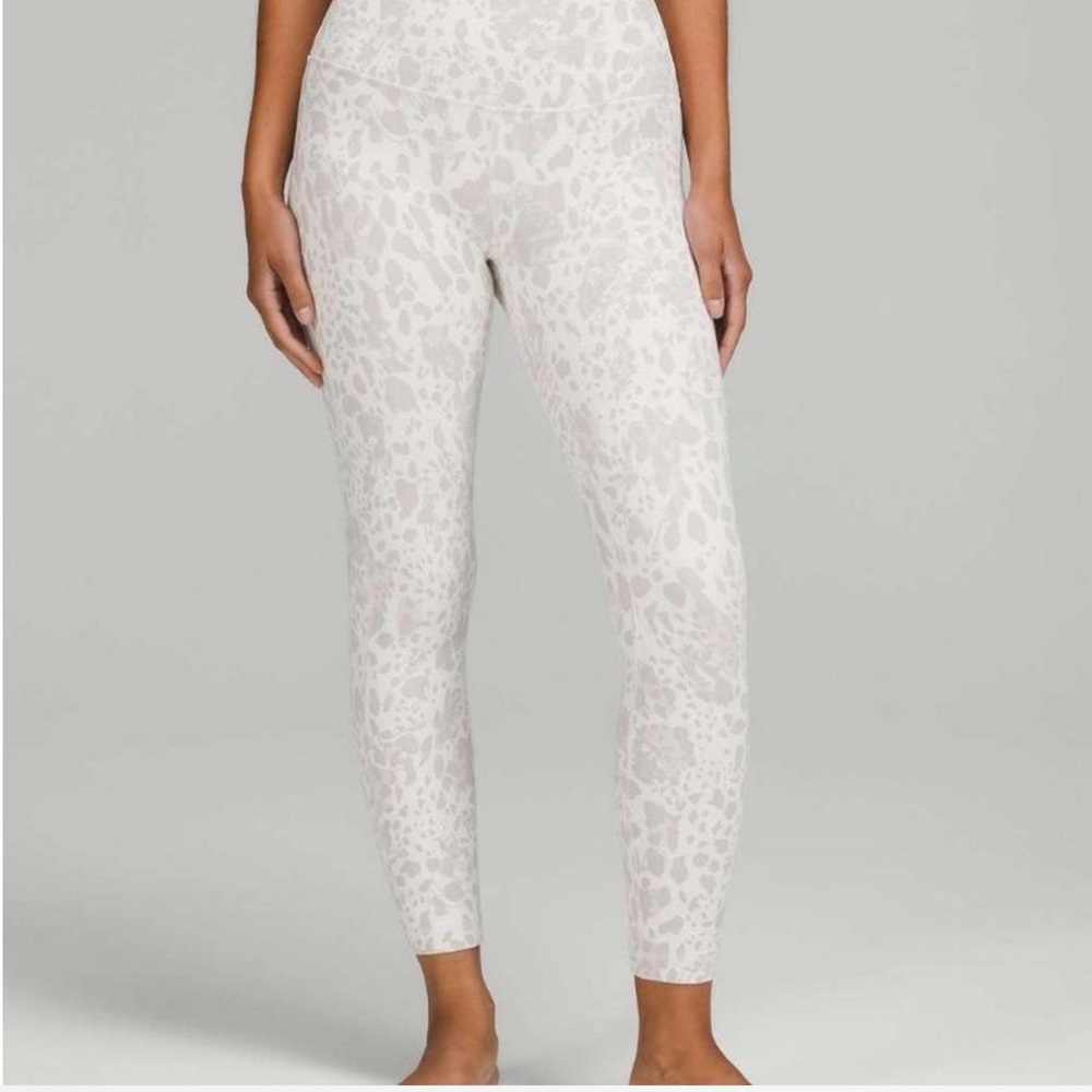 Lululemon aligns, high rise white cheetah/ camo print